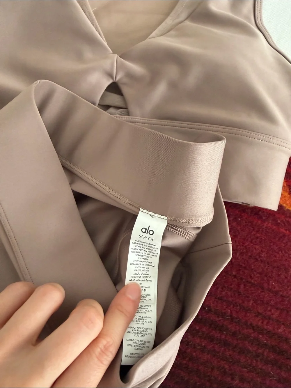 ALO Yoga Taupe Beige Sports Bra and High-Waist capri Leggings Set